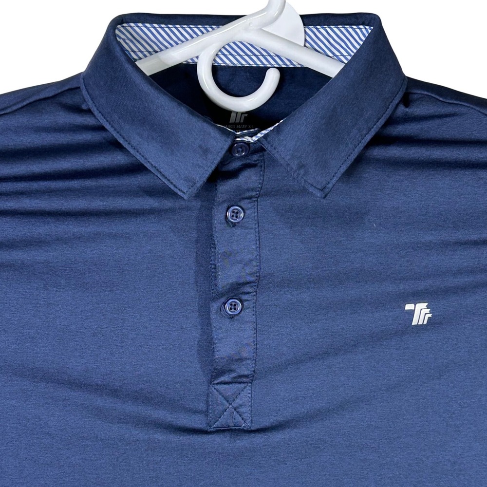 TBY Mens Long Sleeve Polo Shirt Dark‎ Navy Blue Size XL Athletic Fit Golf